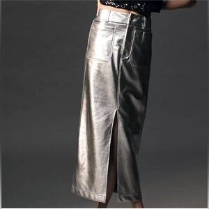 By Anthropologie maxi metallic skirt